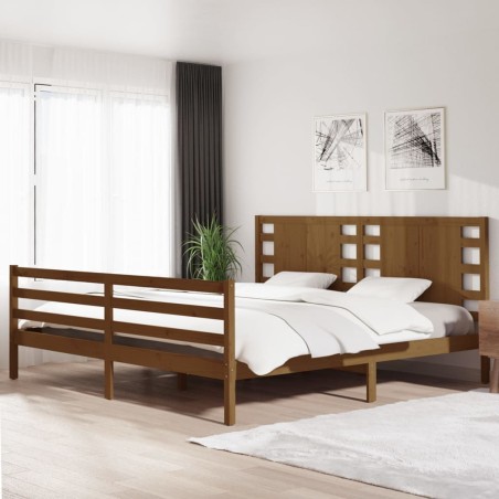 vidaXL Estructura de cama madera maciza de pino marrón miel 200x200 cm