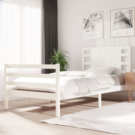 vidaXL Estructura de cama madera maciza de pino blanca 100x200 cm