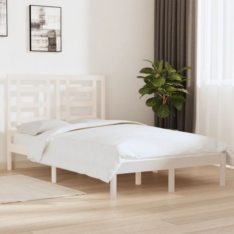 vidaXL Estructura cama pequeña doble madera maciza blanco 120x190 cm vidaXL Estructura cama pequeña doble madera maciza blanco 120x190 cm