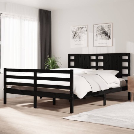 vidaXL Estructura de cama de madera maciza de pino negro 160x200 cm