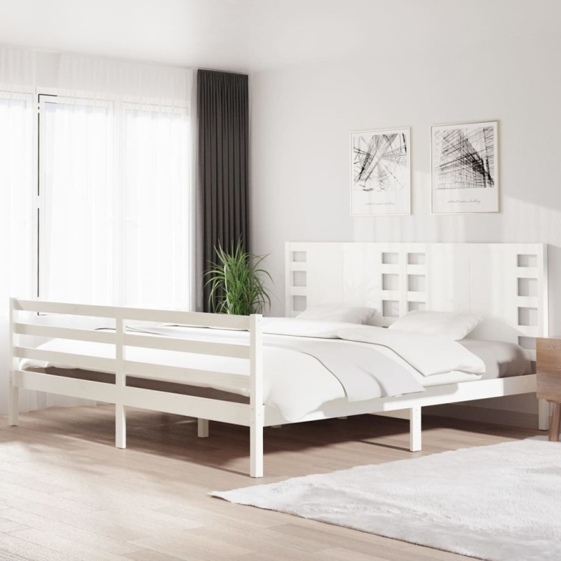 vidaXL Estructura de cama madera maciza de pino blanca 200x200 cm vidaXL Estructura de cama madera maciza de pino blanca 200x200 cm
