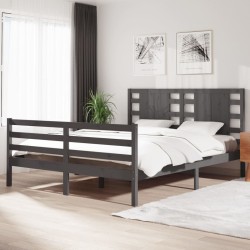 vidaXL Estructura de cama de madera maciza de pino gris 160x200 cm