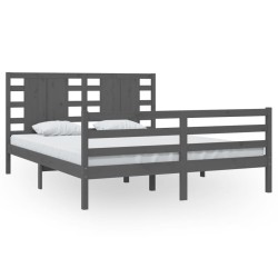 vidaXL Estructura de cama de madera maciza de pino gris 160x200 cm