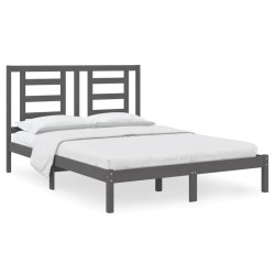 vidaXL Estructura de cama doble madera maciza de pino gris 135x190 cm