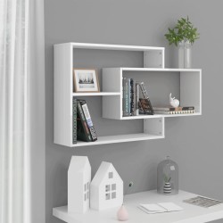 vidaXL Estantes pared madera contrachapada blanco brillo 104x20x58,5cm