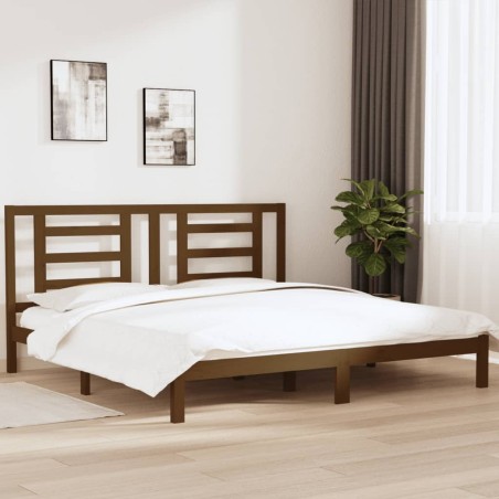 vidaXL Estructura de cama madera maciza de pino marrón miel 200x200 cm