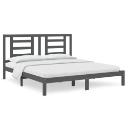 vidaXL Estructura de cama madera maciza super king gris 180x200 cm