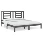 vidaXL Estructura de cama madera maciza super king gris 180x200 cm
