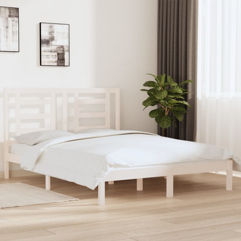 vidaXL Estructura de cama de madera maciza de pino blanco 160x200 cm