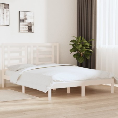 vidaXL Estructura de cama de madera maciza de pino blanco 160x200 cm