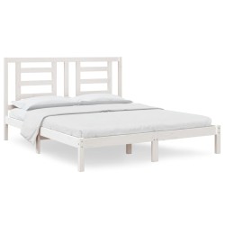vidaXL Estructura de cama de madera maciza de pino blanco 160x200 cm