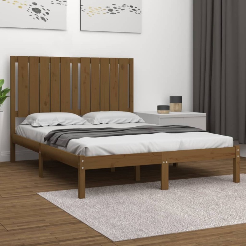 vidaXL Estructura de cama madera maciza marrón miel 120x190 cm vidaXL Estructura de cama madera maciza marrón miel 120x190 cm