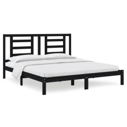 vidaXL Estructura de cama madera maciza super king negro 180x200 cm