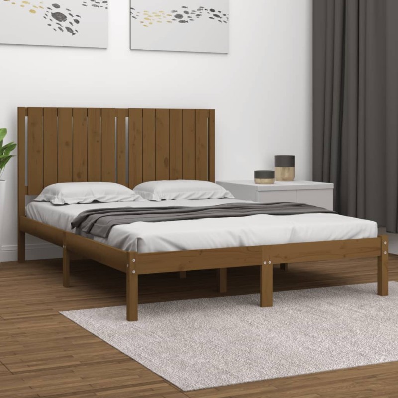 vidaXL Estructura de cama madera maciza de pino marrón miel 140x200 cm vidaXL Estructura de cama madera maciza de pino marrón miel 140x200 cm