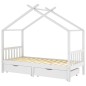 vidaXL Estructura cama niños y cajones madera maciza blanca 90x200 cm vidaXL Estructura cama niños y cajones madera maciza blanca 90x200 cm