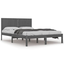 vidaXL Estructura de cama de madera maciza de pino gris 200x200 cm