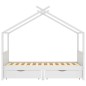 vidaXL Estructura cama niños y cajones madera maciza blanca 90x200 cm vidaXL Estructura cama niños y cajones madera maciza blanca 90x200 cm