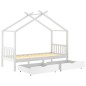 vidaXL Estructura cama niños y cajones madera maciza blanca 90x200 cm vidaXL Estructura cama niños y cajones madera maciza blanca 90x200 cm