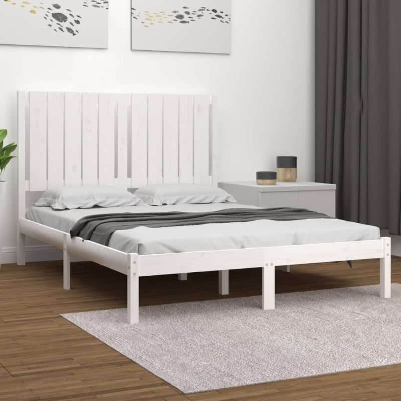 vidaXL Estructura de cama madera maciza de pino blanco 120x200 cm vidaXL Estructura de cama madera maciza de pino blanco 120x200 cm