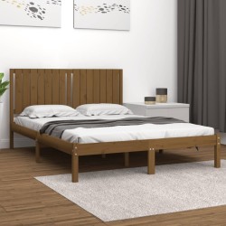 vidaXL Estructura de cama madera maciza King marrón miel 150x200 cm