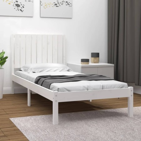 vidaXL Estructura de cama madera maciza de pino blanco 90x200 cm
