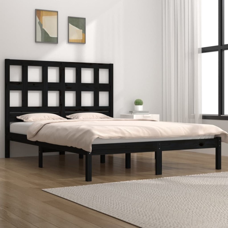 vidaXL Estructura de cama madera maciza de pino negro 120x200 cm vidaXL Estructura de cama madera maciza de pino negro 120x200 cm