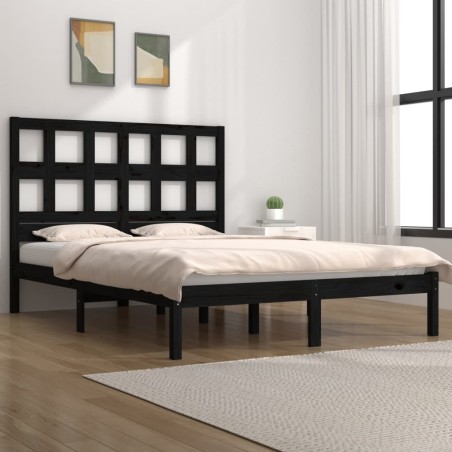 vidaXL Estructura de cama madera maciza de pino negro 120x200 cm