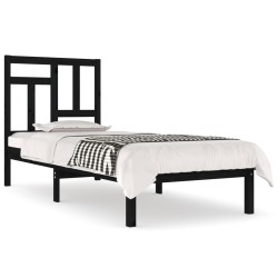 vidaXL Estructura de cama madera maciza de pino negra 90x200 cm