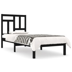 vidaXL Estructura de cama individual de madera maciza negra 75x190 cm