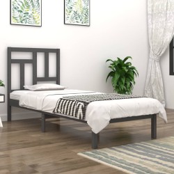 vidaXL Estructura de cama madera maciza de pino gris 90x200 cm