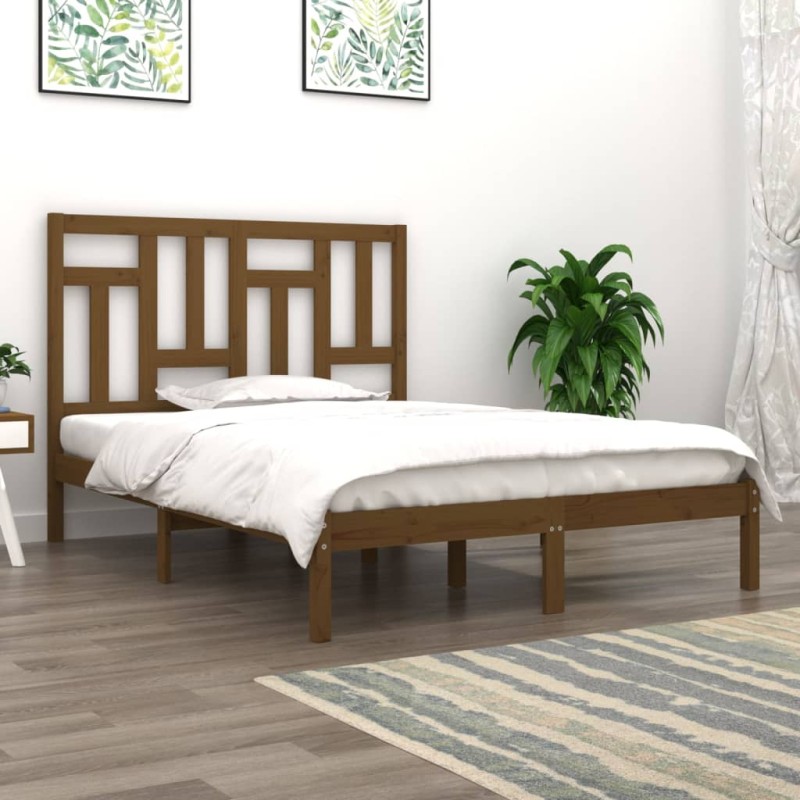 vidaXL Estructura cama madera maciza pino marrón king size 150x200 cm vidaXL Estructura cama madera maciza pino marrón king size 150x200 cm