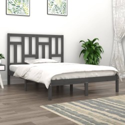 vidaXL Estructura de cama de madera maciza de pino gris 140x200 cm