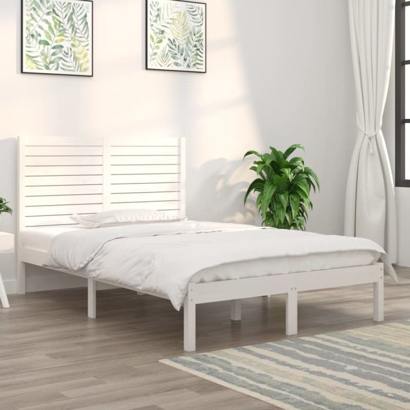 vidaXL Estructura cama pequeña doble madera maciza blanco 120x190 cm vidaXL Estructura cama pequeña doble madera maciza blanco 120x190 cm