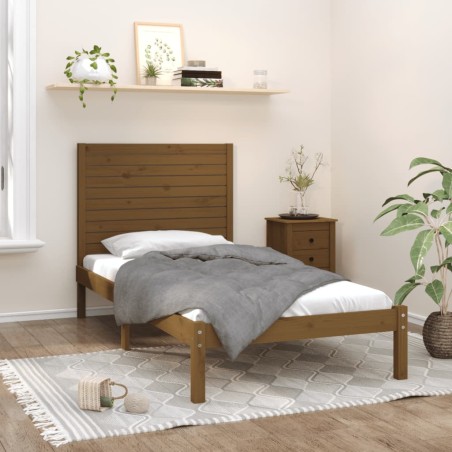 vidaXL Estructura de cama madera maciza marrón miel 100x200 cm