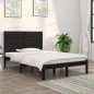 vidaXL Estructura de cama madera maciza negro 135x190 cm