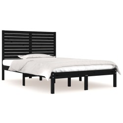 vidaXL Estructura de cama madera maciza negro 135x190 cm