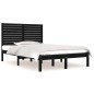 vidaXL Estructura de cama madera maciza negro 135x190 cm