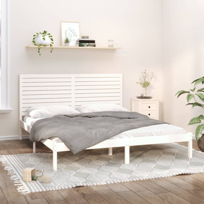 vidaXL Estructura de cama madera maciza blanco 200x200 cm vidaXL Estructura de cama madera maciza blanco 200x200 cm