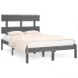 vidaXL Estructura de cama de madera maciza gris 140x190 cm vidaXL Estructura de cama de madera maciza gris 140x190 cm