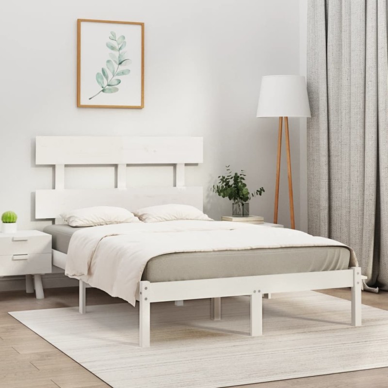 vidaXL Estructura de cama madera maciza blanca 120x200 cm vidaXL Estructura de cama madera maciza blanca 120x200 cm