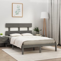 vidaXL Estructura de cama de madera maciza de pino gris 200x200 cm