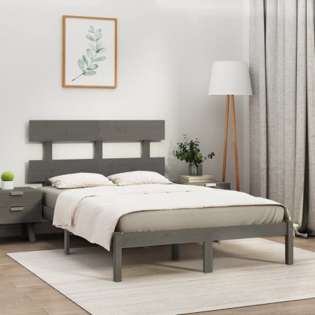vidaXL Estructura de cama de madera maciza de pino gris 200x200 cm