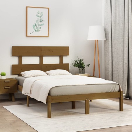 vidaXL Estructura cama madera maciza king size marrón miel 150x200 cm