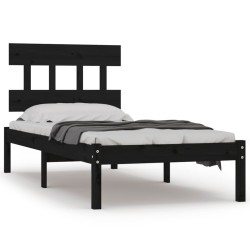 vidaXL Estructura de cama individual madera maciza negra 90x200 cm