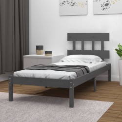 vidaXL Estructura de cama madera maciza de pino gris 90x200 cm