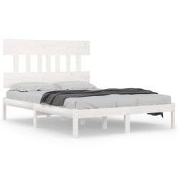 vidaXL Estructura de cama madera maciza king size blanca 150x200 cm