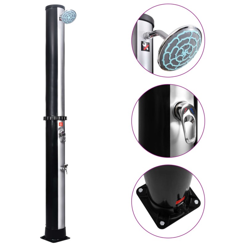 vidaXL Ducha solar de jardín con alcachofa y grifo 40 L vidaXL Ducha solar de jardín con alcachofa y grifo 40 L