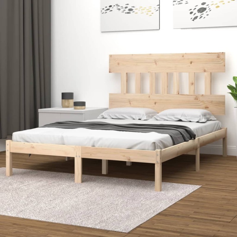 vidaXL Estructura de cama de madera maciza 140x200 cm vidaXL Estructura de cama de madera maciza 140x200 cm