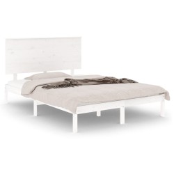 vidaXL Estructura de cama de madera de pino maciza blanca 140x190 cm
