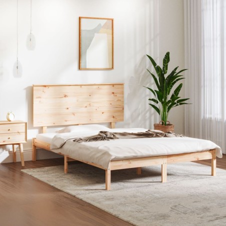 vidaXL Estructura de cama de matrimonio madera maciza 135x190 cm